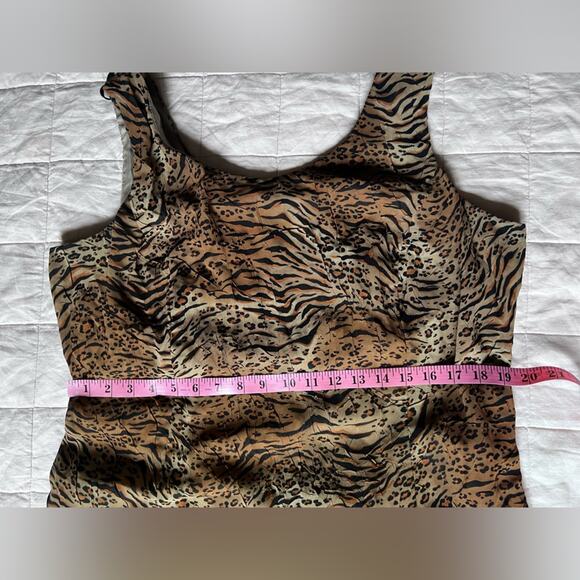 Vintage Tiger Leopard/Cheetah Print Crinkle Midi Dress Mobwife Maximalist -Large - Picture 9 of 11